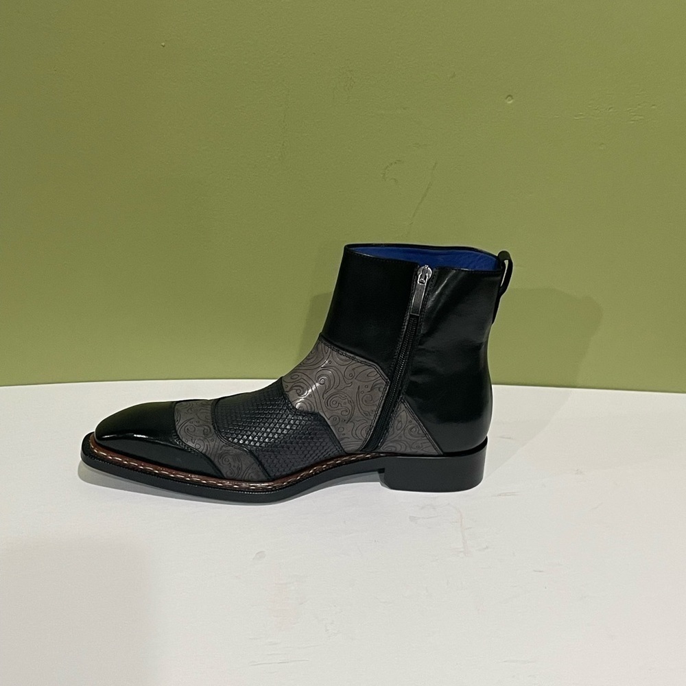 Emilio Franco boot Italian leather calf black/gray side zipper - Picture 4 of 6